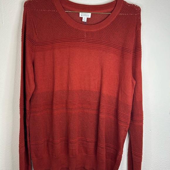 Market Spruce Rust Red Knit Sweater XL Lightweight Stretch Pullover Casual Cozy - Picture 3 of 7